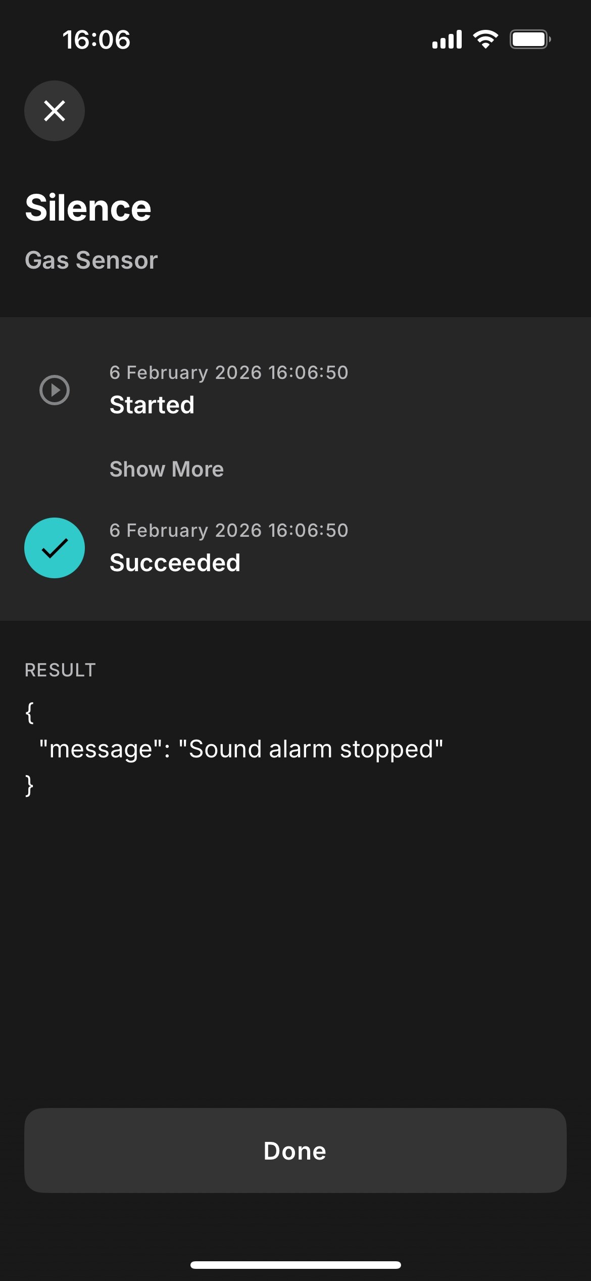 Silence command executed
